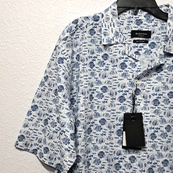 Bugatchi Jackson Fish Print Short Sleeve Shirt - Picture 6 of 12